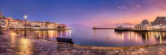 Die Hafenstadt Chania auf der Insel Kreta am Morgen